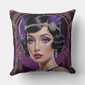 1920s Cocktail Elegance Flapper Girl Throw Pillow クッション (裏面)