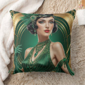 1920s Cocktail Elegance Flapper Girl Throw Pillow クッション (ブランケット)