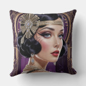 1920s Cocktail Elegance Flapper Girl Throw Pillow クッション (裏面)