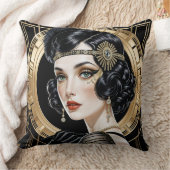 1920s Cocktail Elegance Flapper Girl Throw Pillow クッション (ブランケット)