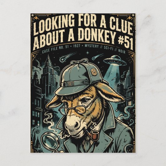 1920s Detective Donkey Noir Comic シーズンポストカード (正面)