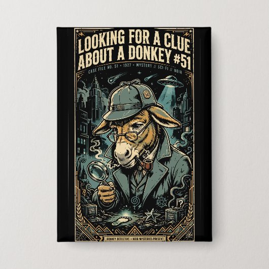 1920s Detective Donkey Noir Comic 缶バッジ (正面)