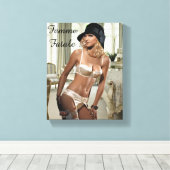 1920's Femme Fatale Diva -喫煙と銃 キャンバスプリント (インサイチュ (ウッドフロア))