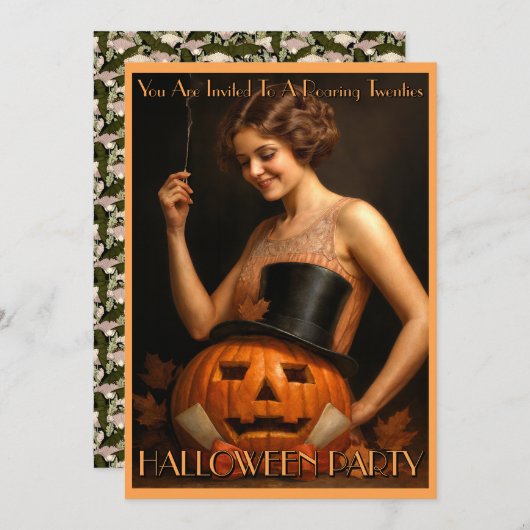 1920's Flapper Halloween Party Invitation  招待状 (正面/裏面)