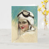 1920's Flygirl by C.G. Sheldon カード (黄色い花)