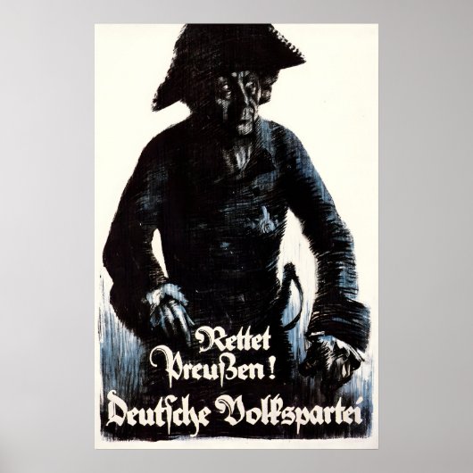 1920s German Election Poster Save Prussia! DVP ポスター (正面)