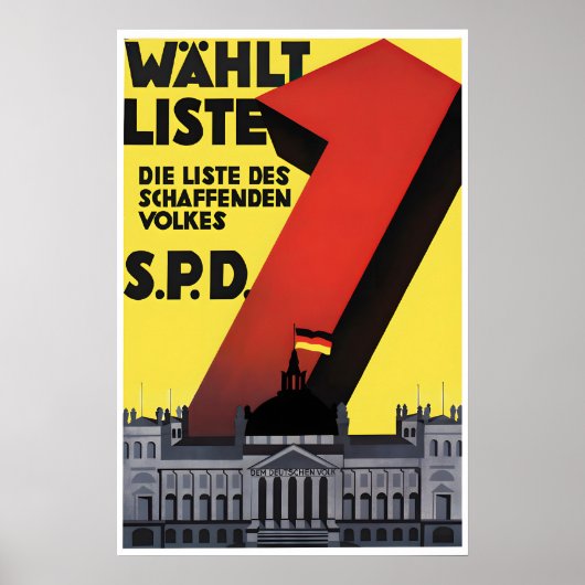 1920s German Election Poster SPD Labour Party ポスター (正面)
