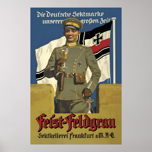 1920s German Sparkling Wine Poster Feist-Feldgrau ポスター (正面)