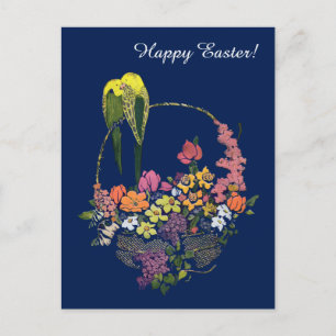 1920s Happy Easter with Basket シーズンポストカード