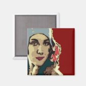1920s Lady in a Blue Hat ポップアート マグネット (正面/裏面)