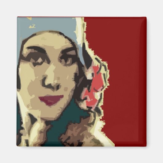 1920s Lady in a Blue Hat ポップアート マグネット (正面)