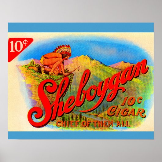 1920s Sheboygan cigar label ポスター (正面)