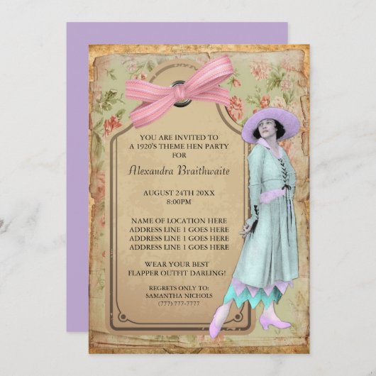1920's Theme Hen Party Invitation 招待状 (正面/裏面)