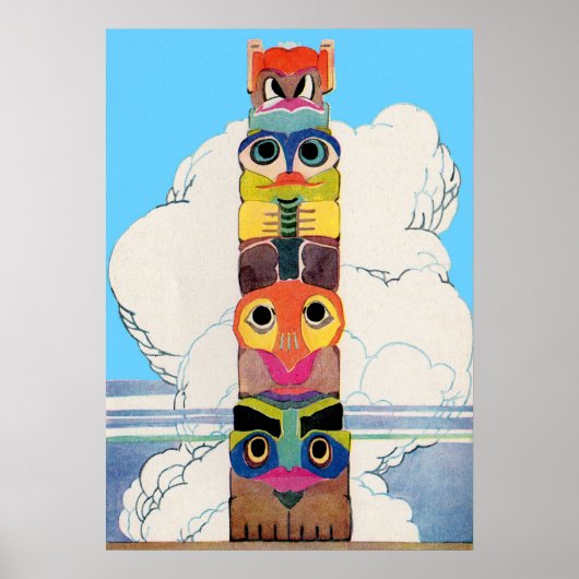 1920s totem pole print ポスター (正面)
