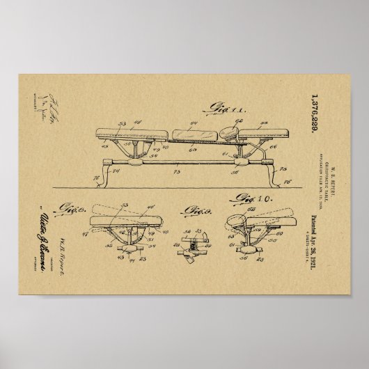 1921ヴィンテージカイロプラクティック表特許芸術プリント ポスター (正面)