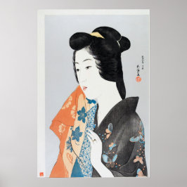 1921年に制作された橋口五葉の「手拭いを持つ女」 ポスター
