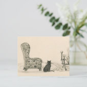 1921年の本の猫と椅子 ポストカード (スタンド正面)