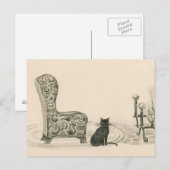 1921年の本の猫と椅子 ポストカード (正面/裏面)
