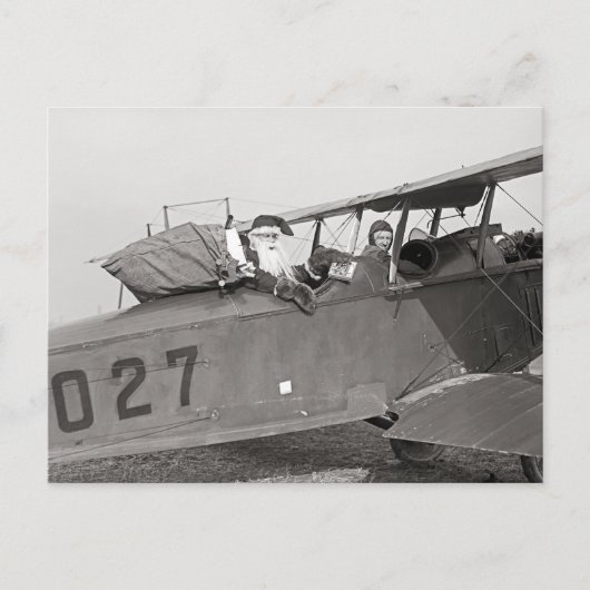 1921年、飛行機に乗ったサンタクロース シーズンポストカード (正面)