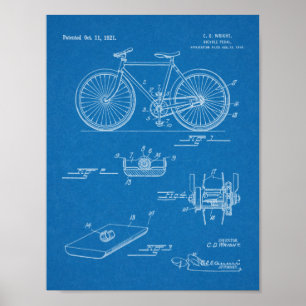 1921自転車ペダルデザイン特許プリント ポスター
