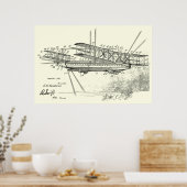 1921飛行船飛行機特許スケッチプリント ポスター (キッチン)