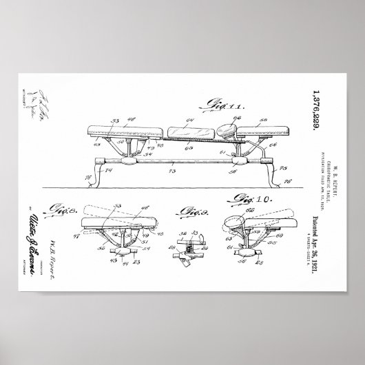 1921 Vintage Chiropractic Table Patent Art Print ポスター (正面)