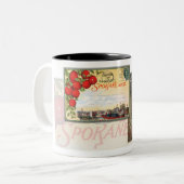 1922スポケーン洗浄。ポストカードツートーンコーヒーマグ ツートーンマグカップ (正面左)