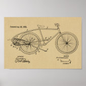 1922ヴィンテージペダル自転車デザイン特許プリント ポスター (正面)
