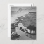 1922ヴィンテージ白黒ハウスボート ポストカード (正面/裏面)