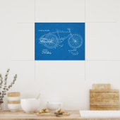 1922ヴィンテージ自転車特許青写真アートプリント ポスター (キッチン)