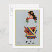 1922年の百姓少女の衣装デザイン(カラー李 ポストカード (正面/裏面)