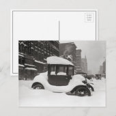 1922年の雪に埋もれたモデルT ポストカード (正面/裏面)