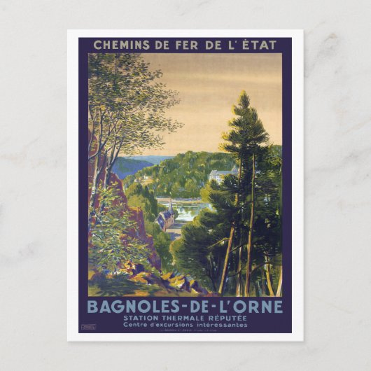 1922年のBagnoles-de-L'Orne Vintageポスター ポストカード (正面)