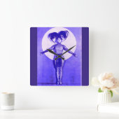 1922年変わり者の映画俳優の装い-青の スクエア壁時計 (ホーム)