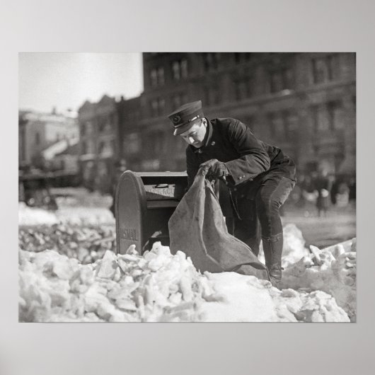 1922年、雪の中の郵便配達員。ヴィンテージ写真 ポスター (正面)