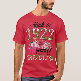 1922年、100歳、100誕生日フローラ Tシャツ