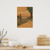 1923ヴィンテージサイクリング自転車とアートポスター ポスター (キッチン)