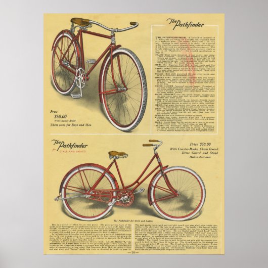 1923ヴィンテージパスファインダー自転車広告アートポスター ポスター (正面)