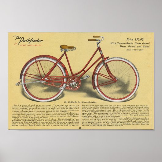 1923ヴィンテージレディースパスファインダー自転車広告ポスター ポスター (正面)