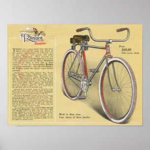 1923ヴィンテージレンジャーロードスター自転車広告アートポスター ポスター