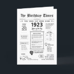 1923年あなたが生まれ誕生日カード サンキューカード<br><div class="desc">歴史的な事実、重要なイベント、そして過去からの魅惑的な物語であふれ出る私たちの魅惑的な1923年のバースデーカードでタイムマシンにステップイン。愛する人の特別な日に合わせて調整された1923年のユニークこの旅は、彼らの誕生日を本当に忘れられない約束をする。魅力的なチビットと歴史的なスナップショットが溢れる私たちの誕生日カードはパーソナライズされた、探索を待っているだけで下りメモリレーンを提供している。第18回改正や株式市場の崩壊などの重要なイベントから人気がある、当時の赤ん坊の名前や発明まで、それは1923年の生命の本質を包み込む情報の宝庫である。平均収入、フラッパー・ドレスやクロッシュ・ハットのようなファッションの傾向、スラング用語、パンやガスのポンドのようなアイテムの平均コストなどの側面を掘り下げ、革新のパルスと時代の文化の変化のリズムの両方を捉える。カードの内側：私たちは時間に旅をそう甘い、時間の中に戻る、思い出と一緒に旅行し保て、最後に思い出でいっぱいの年、世界のイベントから過ぎた傾向まで。ハッピーバースデー!</div>