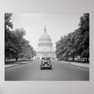 1923年のアメリカ国会議事堂の自動車。ヴィンテージ写真 ポスター