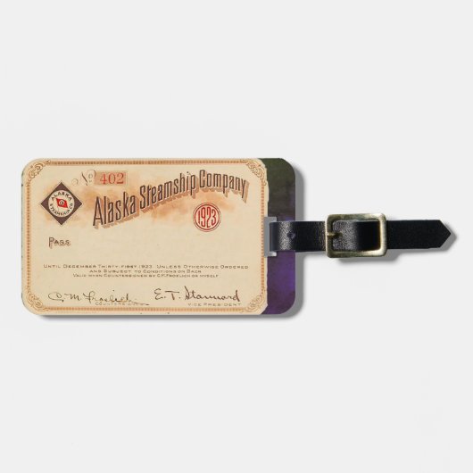 1923年のアラスカの汽船 ラゲッジタグ (正面横)