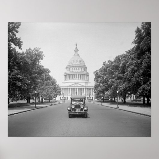 1923年の米国議会議事堂での自動車。ヴィンテージ写真 ポスター (正面)
