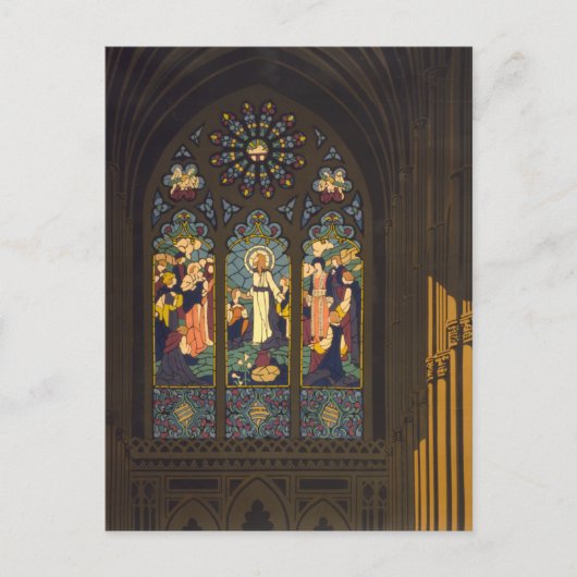 1923年ステンドグラス窓のある教会のポスター。 ポストカード (正面)