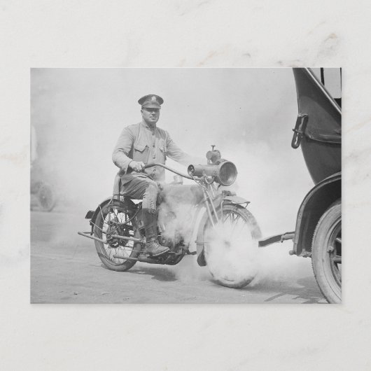 1923年、任務に就くオートバイ警官 ポストカード (正面)