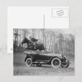1923年、馬が自動車を飛び越える ポストカード (正面/裏面)
