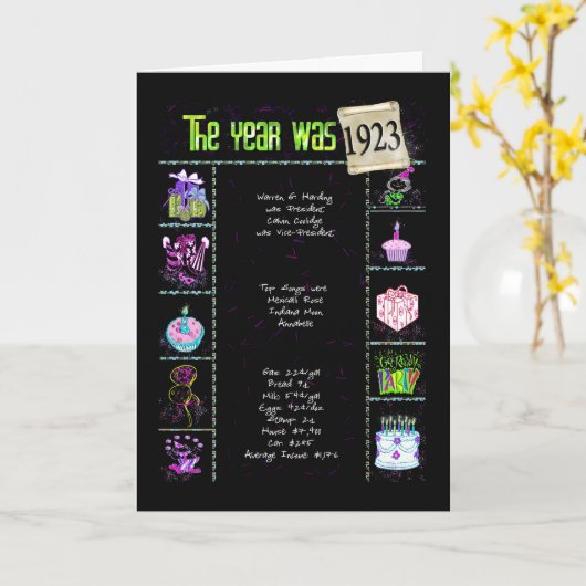 1923誕生日おもしろい事実 カード (黄色い花)