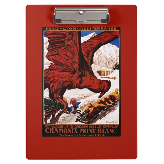 1924のオリンピック冬のゲームポスター クリップボード (正面)