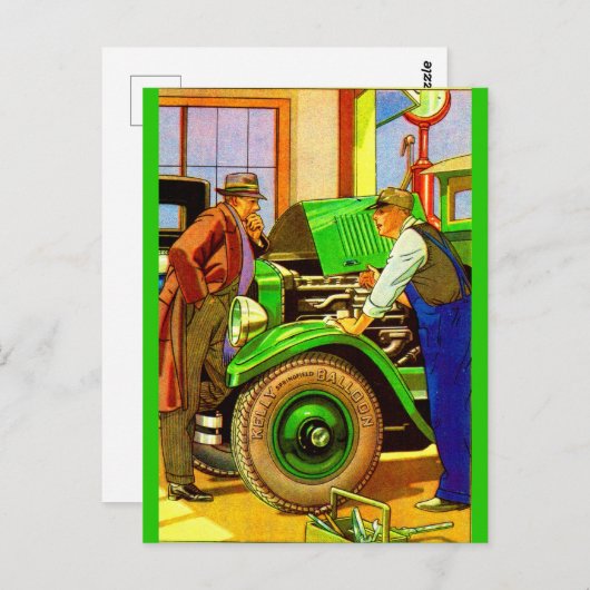 1924ケリースプリングフィールドのバルーンタイヤと ポストカード (正面/裏面)